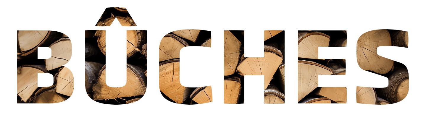 Bûches de bois incrustées en texte