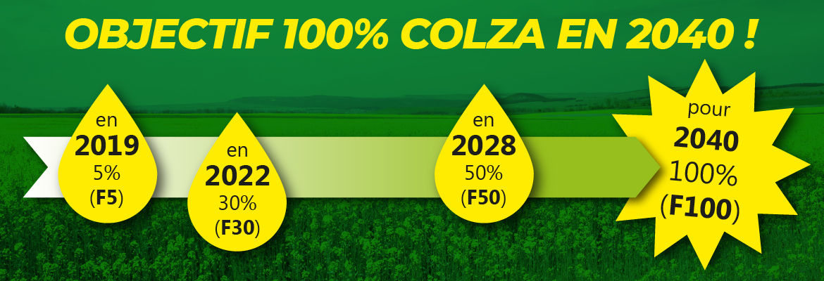 Timeline de la Bioénergie, composée d'huile de colza cultivé en France