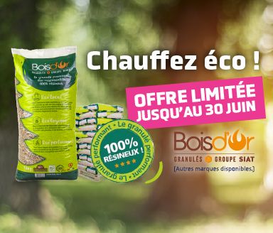 Prix réduit sur les granulés de bois en sacs pellets