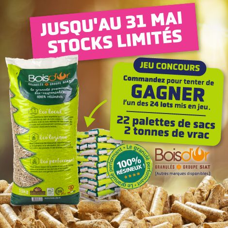Offre pellets de bois en sacs et granulés de bois en vrac - Bois d'Or