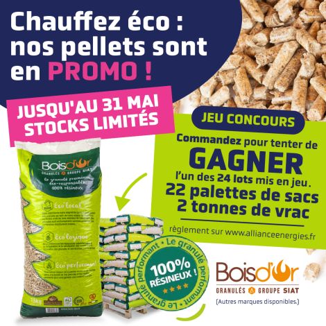 Pellets de bois en sacs à prix réduit ! À emporter ou en livraison