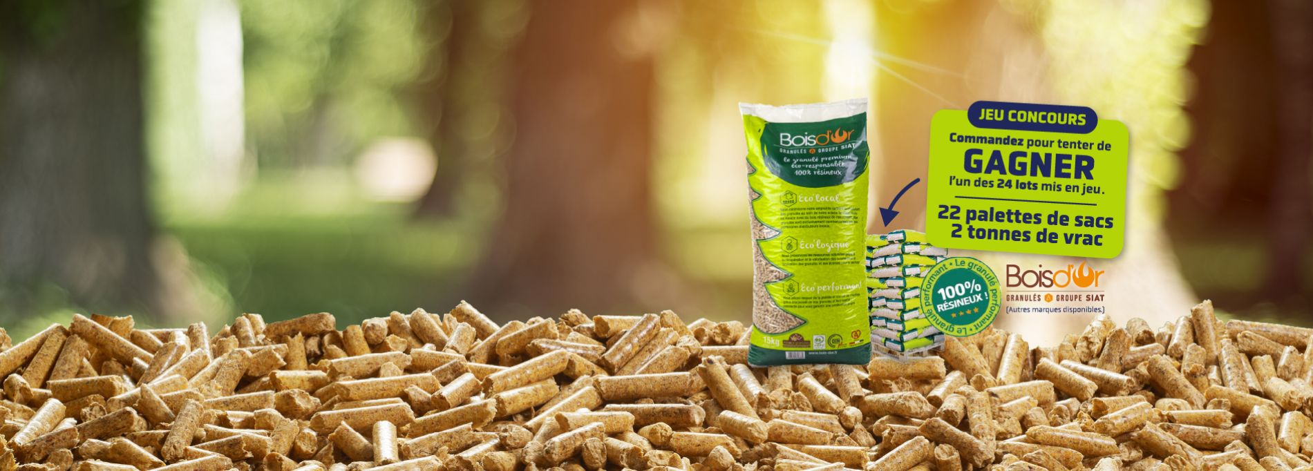 Offre pellets de bois en sacs et granulés de bois en vrac - Bois d'Or