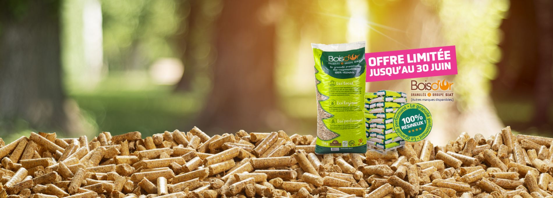 Offre spéciale sur les pellets en sacs granulés de bois